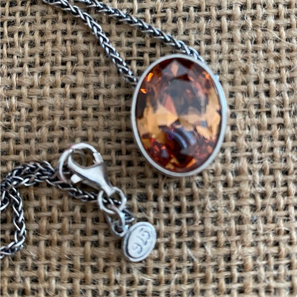 Silpada retired sterling silver 925 faceted oval champagne CZ necklace - Picture 7 of 9